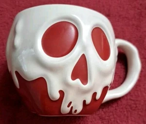 Disney Parks Snow White Evil Queen Poison Apple Skull Mug Red & White EUC - Picture 1 of 6