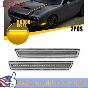 2/4/6 For Dodge Challenger 2015-2023 Front Lens LED Side MarkerLamp Clear Amber - Picture 1 of 21