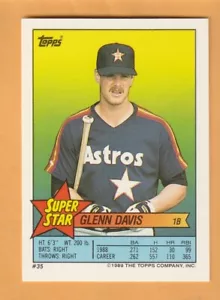 Glenn Davis Houston Astros 1989 Topps Pegatina Trasero #35 Georgia Bulldogs 12J - Imagen 1 de 2