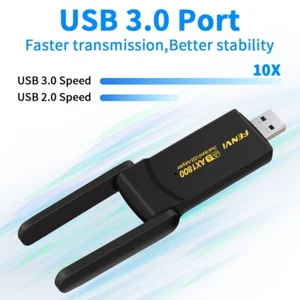 WiFi 6 USB Adapter 1800Mbps USB 3.0 Dual Band 2.4/5GHz Compatible with PC Laptop - Picture 1 of 6