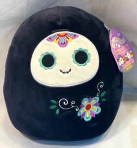 Kellytoy Squishmallow 9” Day of the Dead Sugar Skull Black Delfina RARE NEW - Picture 1 of 15