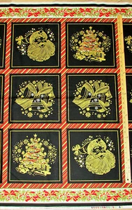 Season's Greetings Gold Santa Christmas Tree Fabric Panel by Benartex 23" #3540G - Picture 1 of 3