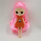 Fashion 4 Inch Mini Blythe Doll Shiny Face Wavy Pink Hair Diy Toy Open Close Eye