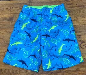 OP Ocean Pacific Boy’s Elastic Waist Large 10-12 Swim Trunks Shorts Shark - Picture 1 of 3