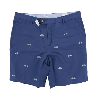 NWT J. McLAUGHLIN Oliver Short Navy Blue Novelty Bicycle Embroidered Men's 38 - Picture 1 of 7