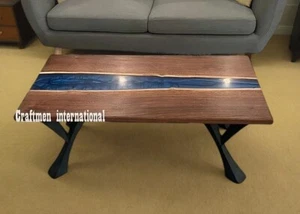 Blue river Epoxy Table top, Live Edge wood, Home Decor Furniture, Handmade table - Picture 1 of 10