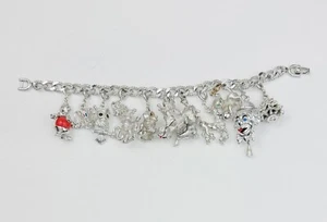 Vintage Monet Silver Tone Chunky Double Link Charm Bracelet 11 Charms - Picture 1 of 12