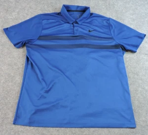 Nike Golf Mens XL Essentials Dri-Fit Double Stripe Blue Polo Shirt 929146-431 - Picture 1 of 12