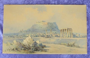 Altes Aquarell Angelos Giallina Athen von 1895 Greek Griechenland - Bild 1 von 6