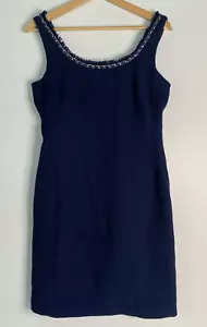 Karl Lagerfeld Paris Dress Women US4 AU8 Blue S/Less K/Length Pencil Corp Event - Picture 1 of 21