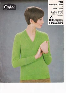 Pingouin Knitting Pattern 748 - Ladies Raglan Sweater - VGC - Picture 1 of 2