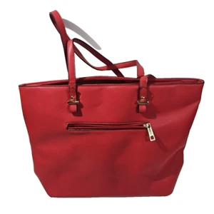 Lovevook Womens Red Faux Leather Tote Shoulder Bag - Picture 1 of 8