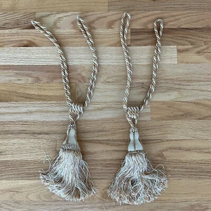 Vintage 2PCS Curtain Tiebacks Decorative Curtain Tassel Holdbacks Rope Gold Tone - Picture 1 of 9