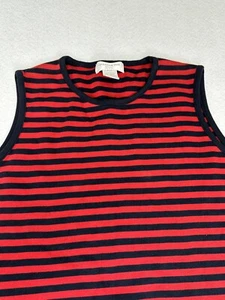 Jones New York Women's Navy Blue & Red Striped Sleeveless T-Shirt Petite Small - Picture 1 of 6