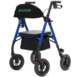 ELENKER All-Terrain Rollator Walker with 10” Non-Pneumatic Wheels, Sponge Padded - Picture 1 of 6