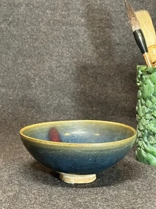 Song Dynasty Jun Ware Red Splash Blue Bowl Authentic Antique 宋鈞窑天青釉紫斑碗 到代古瓷 - Picture 1 of 24