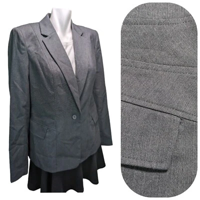 Chaqueta Blazer Calvin Klein Para Mujer Talla 10 Carbón Pecho Único Un Botón Foto 1 de 4