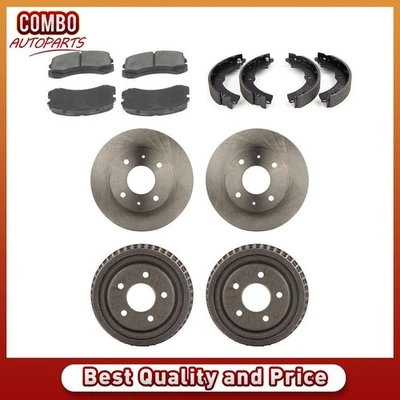 Front Brake Rotors Brake Pads Rear Drums Shoes for 2002 2003 Mitsubishi Lancer - Image 1 of 4