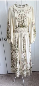 Vestido Max Studio para mujer S mezcla de lino manga abullonada floral bosque hada gitana nuevo con etiquetas - Imagen 1 de 13