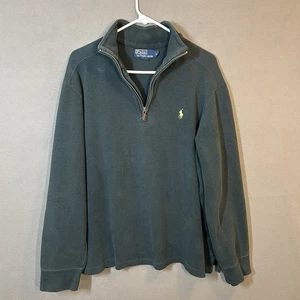 Polo Ralph Lauren 1/4 Zip Pullover Maglia a Coste Maglione Adulto L Verde Dk - Foto 1 di 13