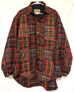 Vintage Paragraff Mens XL Red Multicolor Knit Plaid Wool Blend Button Up Jacket - Picture 1 of 7