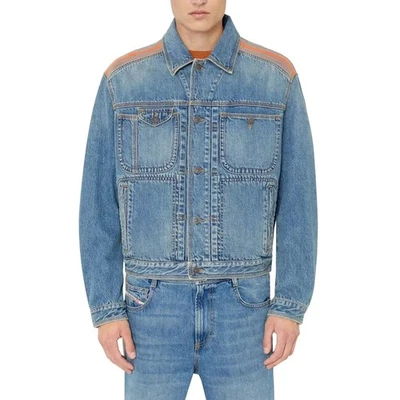 DIESEL D BAS 0EIAW Mens Trucker Jacket Long Sleeve Cotton Denim Jacket Blue NEW - Image 1 of 4