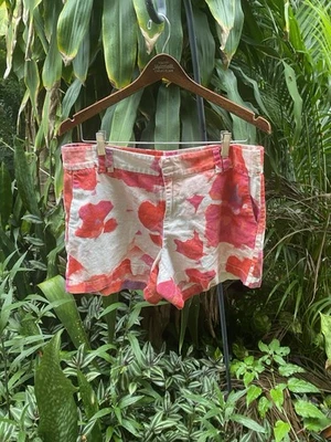 Ann Taylor LOFT Linen/Cotton Blend Shorts Pink Red Floral Pattern Size 12 - Image 1 of 4