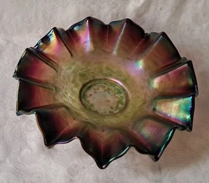 Vintage Loetz? Amethyst Glass Hand Blown Bowl Amazing Glass Art Piece Carnival - Picture 1 of 21