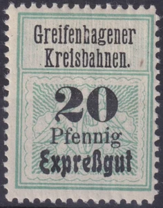 Eisenbahnmarke Greifenberger Kleinbahnen 20 Pf. Expreßgut gestempelt - Picture 1 of 2