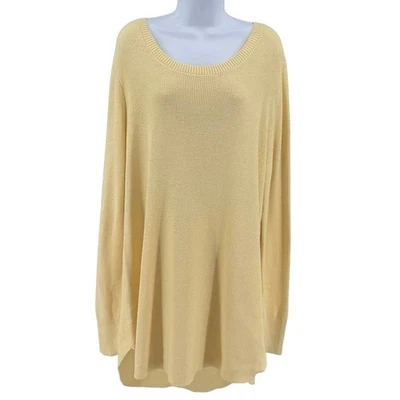 Suéter Largo Reflectante Natural Amarillo Pastel Mujer XXL Tejido Pullover Elástico Foto 1 de 4