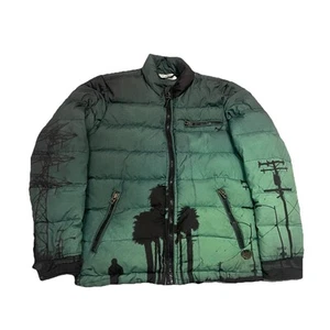 Diesel Puffer Down Jacket Tropical Airport print Y2K mens small - Picture 1 of 14