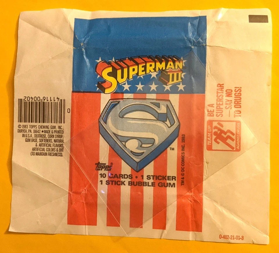 1983 Topps Superman III Movie empty set of 2 Wrappers. - Image 1 of 1