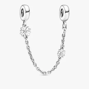 Auténtico Pandora Flor Margarita Cadena de Seguridad Dije Plata de Ley - Imagen 1 de 8