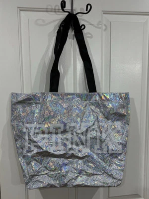 VICTORIA’S SECRET PINK IRIDESCENT REUSABLE ECO TOTE GYM BEACH SHOPPING BAG - Image 1 of 4