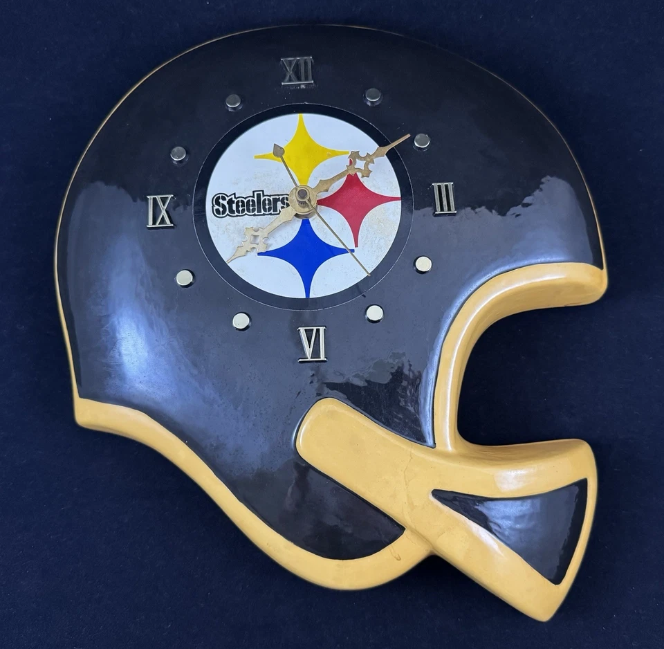 Relógio de parede vintage Pittsburgh Steelers NFL capacete de futebol cerâmica porcelana - Imagem 1 de 2
