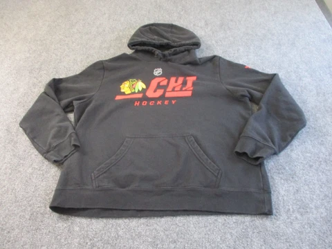 Chicago Blackhawks Hoodie Men's Extra Large Black Sweatshirt Fanatics NHL Adult Cover