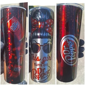 This Girl Runs on Dr Pepper Tumbler – 20oz Chrome Soda Theme Cup - Picture 1 of 12