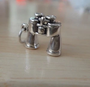 Sterling Silver Scouts 3D Solid 15x13x5mm Birding Binoculars Charm - Picture 1 of 5