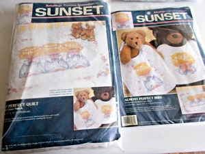 Sunset Almost Perfect Quilt and Matching Bibs Stamped Cross Stitch Kits - Picture 1 of 4