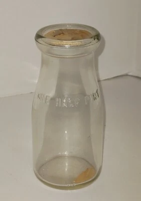 Vintage Half Pint Milk Bottle Original Paper Top Dairy Estate Sale - Image 1 of 4