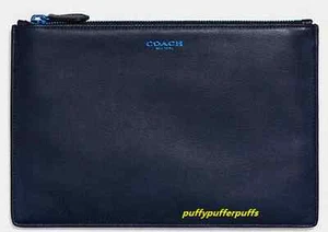 NWT COACH Pop Large Pouch Leather Navy Cobalt F63041 - Picture 1 of 2