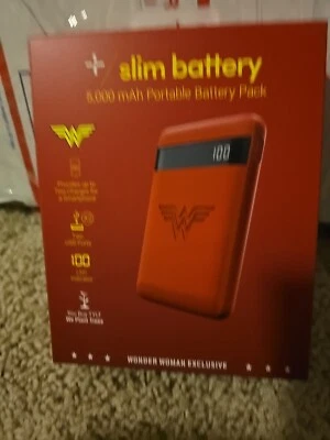 Wonder Womans Slim Battery 5,000 Mah Portable Battery Pack Brand New Red DC - Image 1 of 2