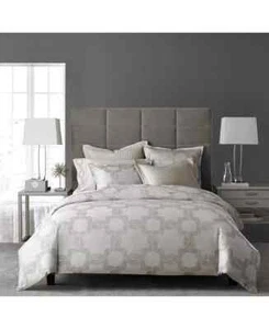 Hotel Collection Ironwork Medallion 500TC Cotton Duvet Cover FULL / QUEEN Silver - Picture 1 of 3