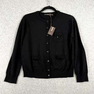 Seventy Womens 3/4 Sleeve Round Neck Cardigan With Pockets Black Size 8 US NWT - Picture 1 of 14