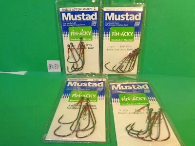 Mustad Finesse Action Power Lock Hooks Size 2 #371764, Pks, 20 Total Hooks (New) - Image 1 of 4