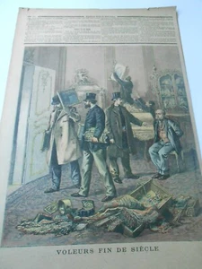 1893 Voleurs fin de siècle tableaux arts Illustration Gravure - Picture 1 of 1