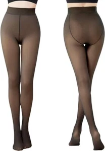 FLORENCE IISA Winter Fleece Lined Black Tights Fake Translucent 220g One Size - Picture 1 of 5