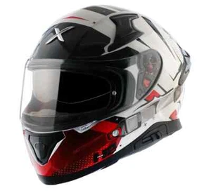 Helmet full face motorcycle Axor Apex Hex 2 White Red ECE 22.05 DOT FMVSS - Picture 1 of 4