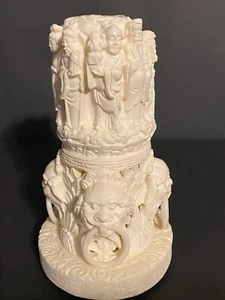 Buddha cinese vintage in resina intagliata a mano 8' super dettagliato - Foto 1 di 7