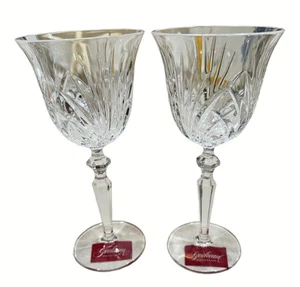 GORHAM CRYSTAL ROSEWOOD WINE GLASSES - SET OF 2 ORIGINAL LABELS - Picture 1 of 4